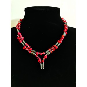 Collier Hématite & Bambou de Mer