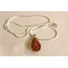 Ensemble Chaîne Argent + Pendentif Goutte Ambre