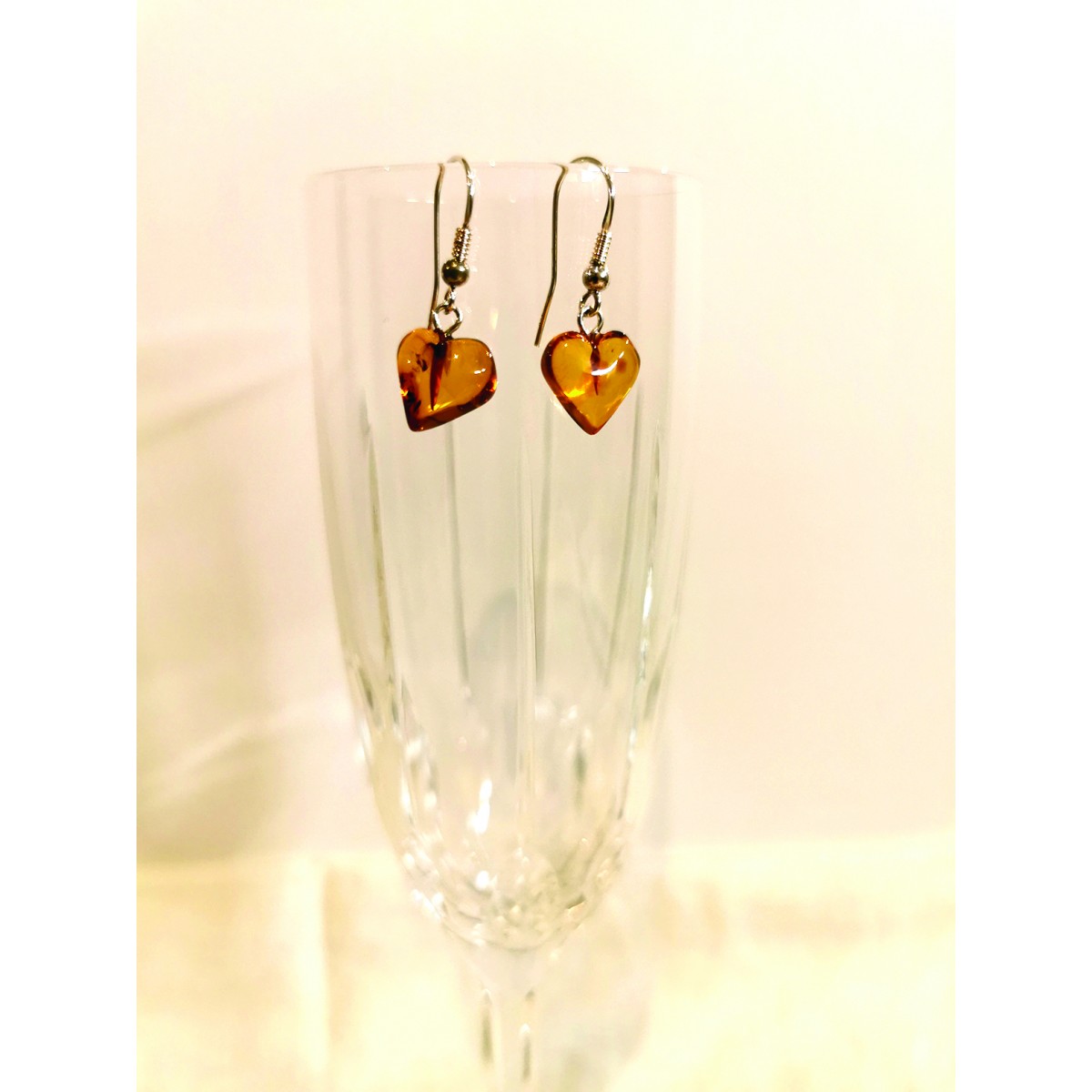 Boucles d'Oreilles Coeur Ambre
